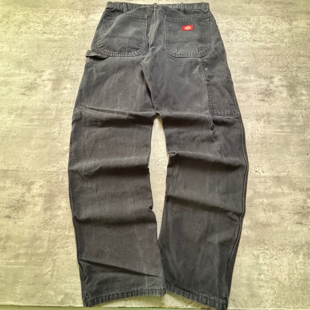 Dickies Carpenter Pants Mens 32x32 Black Faded Duck Canvas Workwear Relaxed Fit